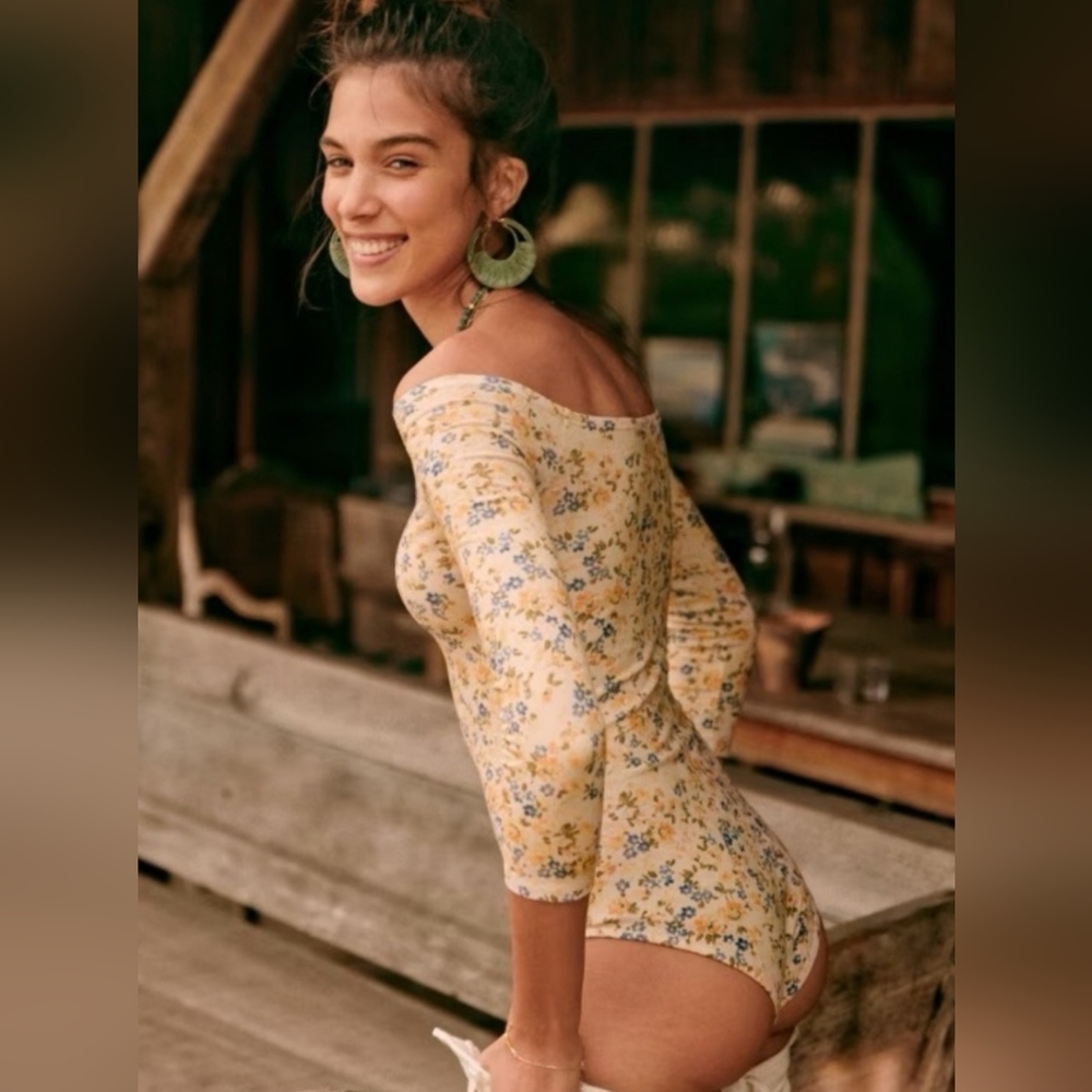 Sezane Floral Off-Shoulder Bella Bodysuit NWOT